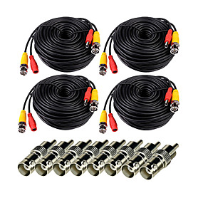 baratos Segurança-Cabos VideoSecu 4Pcs 49.5ft Video Power Cable with BNC to RCA Adapter Connector para Segurança sistemas 1500cm 1.08kg