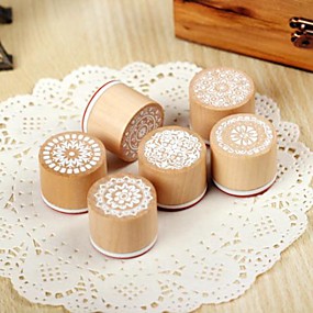 baratos Carimbos &amp; Selos-Padrão aleatório de madeira padrão de 1 pc circular