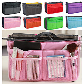 baratos Organizadores de Mesa-moda feminina malha multifuncional casual cosméticos maquiagem saco armazenamento tote organizador 8 cores