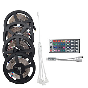 baratos Fitas de LED-20 m 4 * 5 m 1200smd 3528 rgb 44 chaves ir controlador remoto levou conjuntos de luz de tira ac100-240v