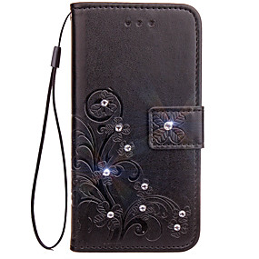 baratos LG G6-Capinha Para LG G3 / LG / LG G4 LG G6 Carteira / Porta-Cartão / Com Strass Capa Proteção Completa Sólido Rígida PU Leather
