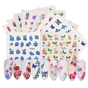 baratos Maquiagem &amp; Produtos para Unhas-50 pcs Adesivos Adesivo de transferência de água Flor / Borboleta arte de unha Manicure e pedicure Amiga-do-Ambiente Clássico Diário