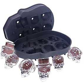 baratos Utensílios de Bar &amp; Abridores-Cabeça de caveira de 6 cavidade ice mould skeletonsilicone cubos de gelo bebe cerveja de uísque