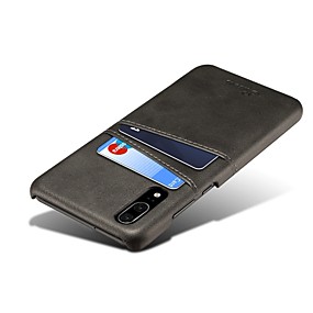 baratos Huawei-Capinha Para Huawei Huawei P20 / Huawei P20 Pro Porta-Cartão / Novo Design Capa traseira Sólido Rígida PU Leather