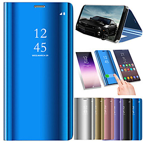 baratos Oneplus 6T-Capinha Para OnePlus OnePlus 6 / One Plus 6T Com Suporte / Galvanizado / Espelho Capa Proteção Completa Sólido Rígida PU Leather