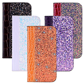 baratos Xperia XZ3-Capinha Para Sony Sony Xperia XZ3 / Xperia XZ2 / Sony Xperia XZ1 Porta-Cartão / Com Suporte / Flip Capa Proteção Completa Glitter Brilhante Rígida PU Leather