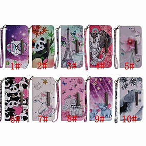 baratos LG G7 ThinQ-Capinha Para LG LG Q Stylus / LG Stylo 4 / LG K30 Carteira / Porta-Cartão / Antichoque Capa Proteção Completa Borboleta / Elefante / Panda Rígida PU Leather