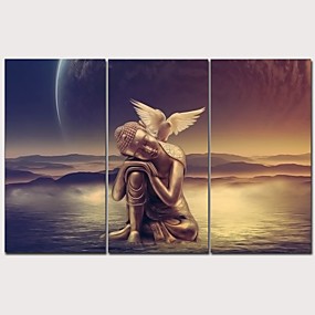 baratos Estampadas-Estampado Estampados de Lonas Esticada - Artes Religioso Modern 3 Painéis Art Prints