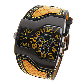baratos Relógio de marca para homem mais vendido-Oulm Homens Relógio Militar Japanês Quartzo Couro Preta / Branco / Azul Bússula Resistente ao Choque Analógico Luxo Fashion - Amarelo Vermelho Azul Um ano Ciclo de Vida da Bateria