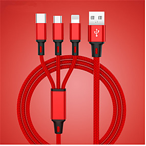 baratos Redmi Note 6 Pro-cabo usb para iphone xs x 8 7 6 carregador de carregamento 3 em 1 cabo micro usb para android usb typec cabos de telefone móvel para samsung s9