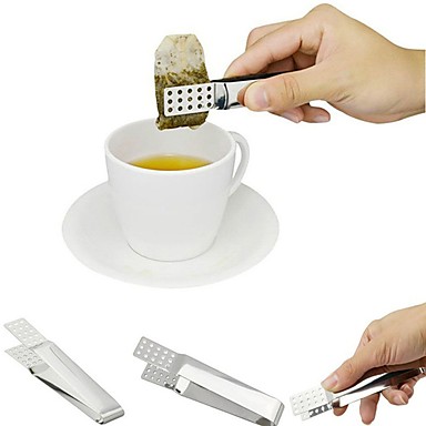 baratos Utensílios de Café &amp; Chá-aço inoxidável saco de chá clip espremedor titular mini comida tong
