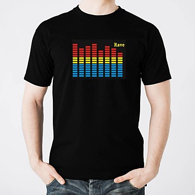baratos Lâmpadas de LED Inovadoras-Camiseta com LED Iluminação / Design Moderno / Eletroluminescência Algodão puro Festa / Casual 2 Baterias AAA