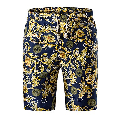 baratos Chinos-Homens Básico Tamanhos Grandes Diário Final de semana Delgado Chinos / Shorts Calças - Geométrica Primavera Verão Azul Marinha XXXL XXXXL XXXXXL