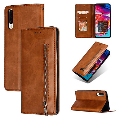 baratos Acessórios para Samsung-Capinha Para Samsung Galaxy A6 (2018) / Galaxy A7(2018) / A8 2018 Carteira / Porta-Cartão / Flip Capa Proteção Completa Sólido PU Leather / TPU
